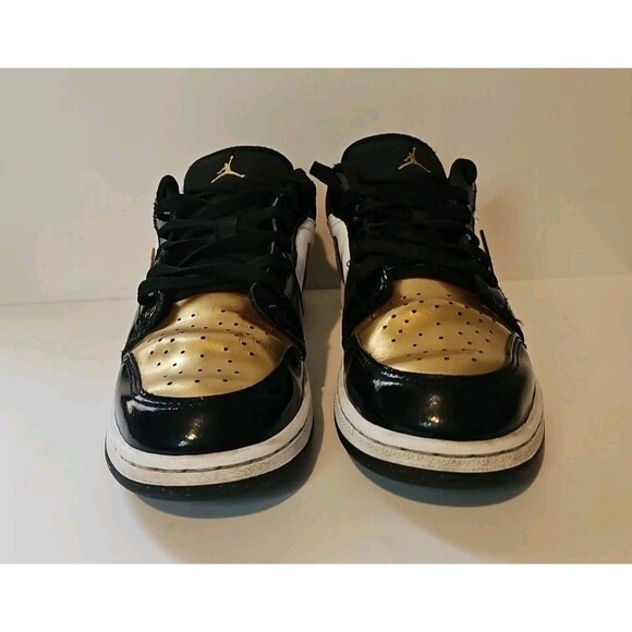 Nike Air Jordan 1 Low SE GS GOLD TOE DR6970-071 Youth 7Y Sparkle - Picture 2 of 10